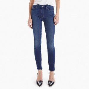 Mother Looker Ankle Fray Dark Blue Stretch Women Denim Jeans Size 27